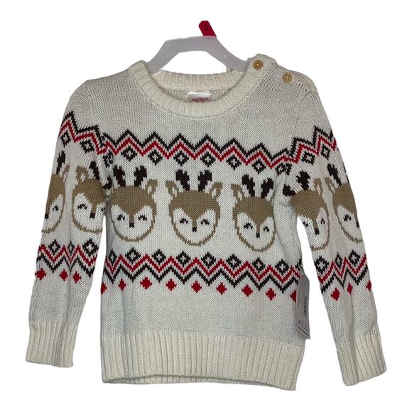 Holiday Time New Fair Isle Reindeer Christmas Crew Neck Patel Sweater Size 3T - Picture 1 of 5